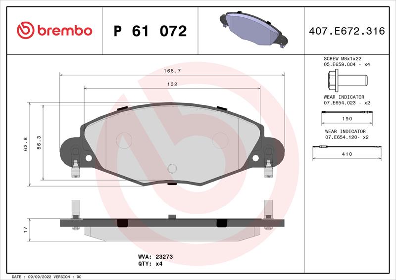 set placute frana,frana disc - BREMBO
