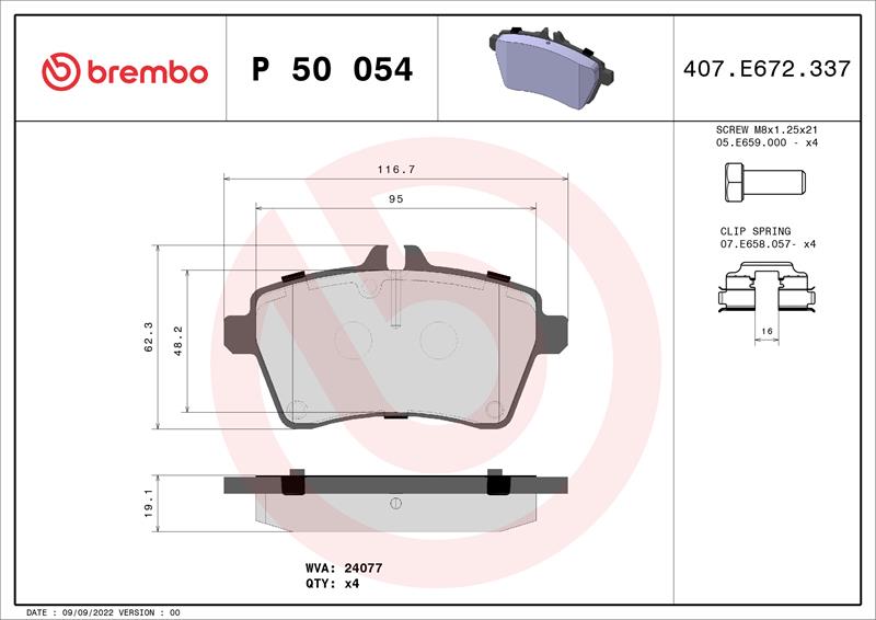 set placute frana,frana disc - BREMBO