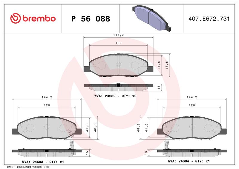 set placute frana,frana disc - BREMBO
