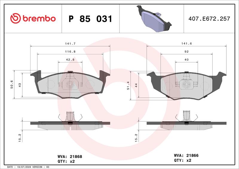 set placute frana,frana disc - BREMBO