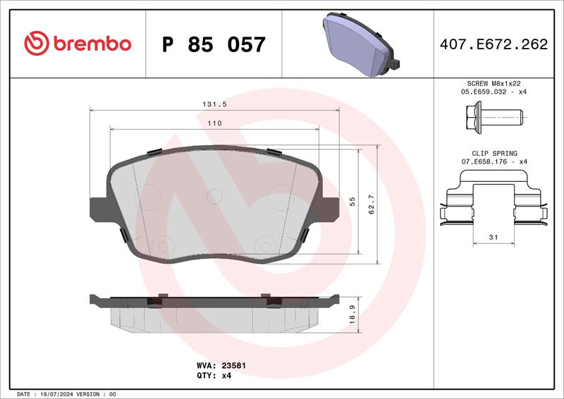 set placute frana,frana disc - BREMBO