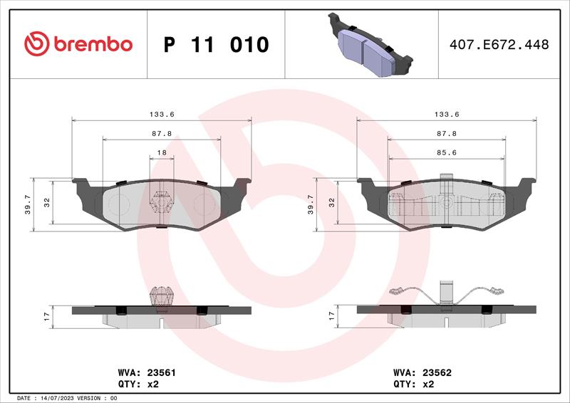 set placute frana,frana disc - BREMBO