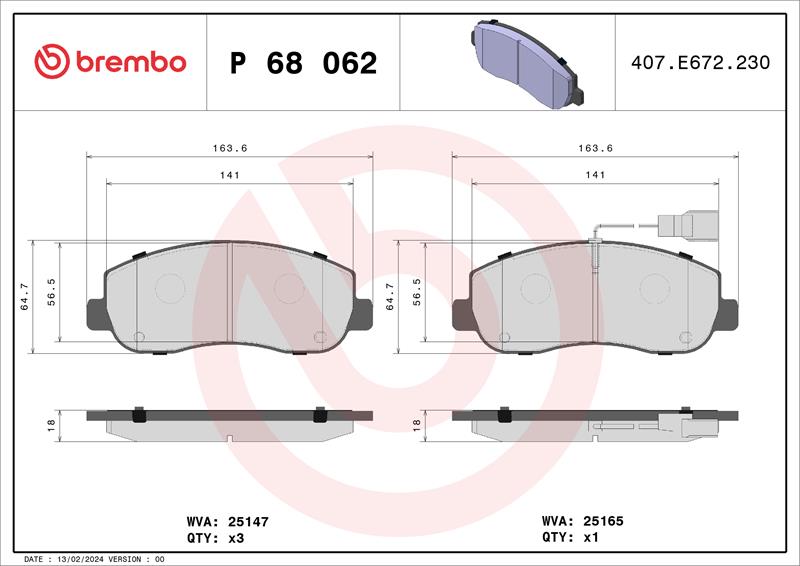 set placute frana,frana disc - BREMBO