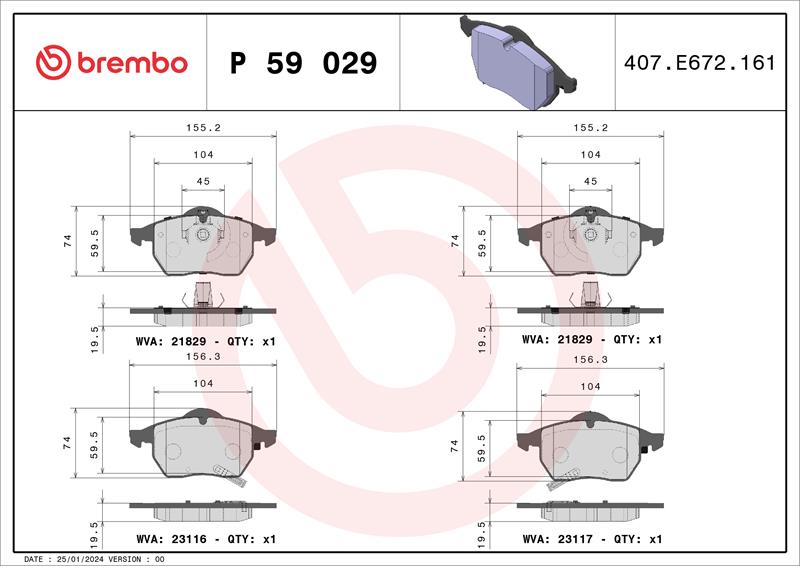 set placute frana,frana disc - BREMBO