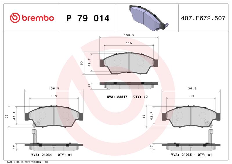 set placute frana,frana disc - BREMBO