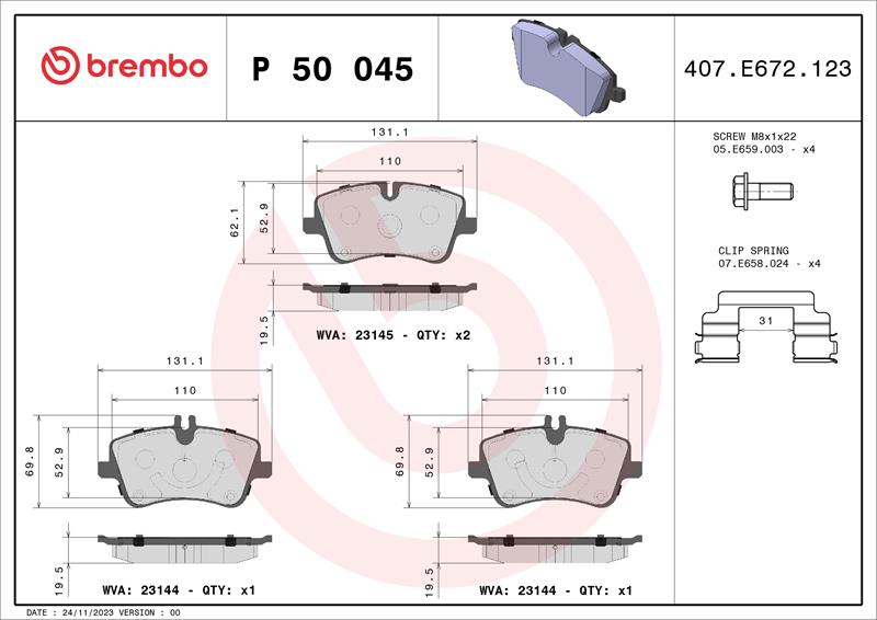 set placute frana,frana disc - BREMBO