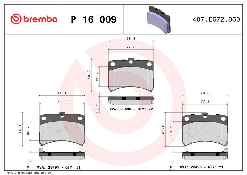 set placute frana,frana disc - BREMBO