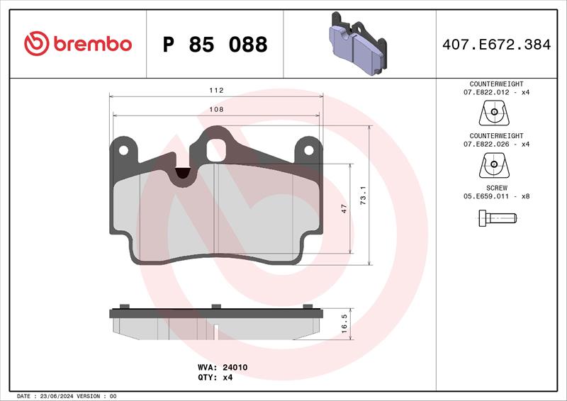 set placute frana,frana disc - BREMBO