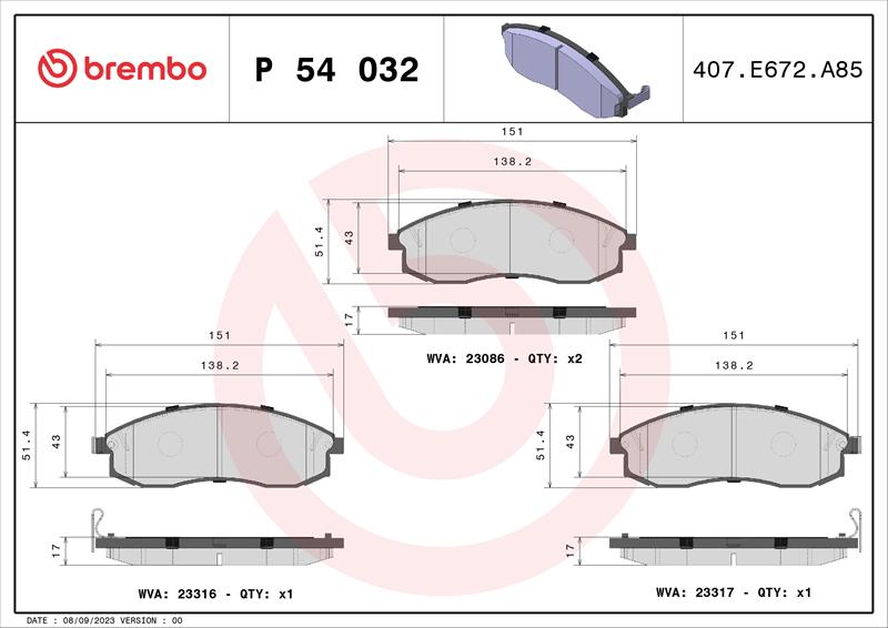 set placute frana,frana disc - BREMBO