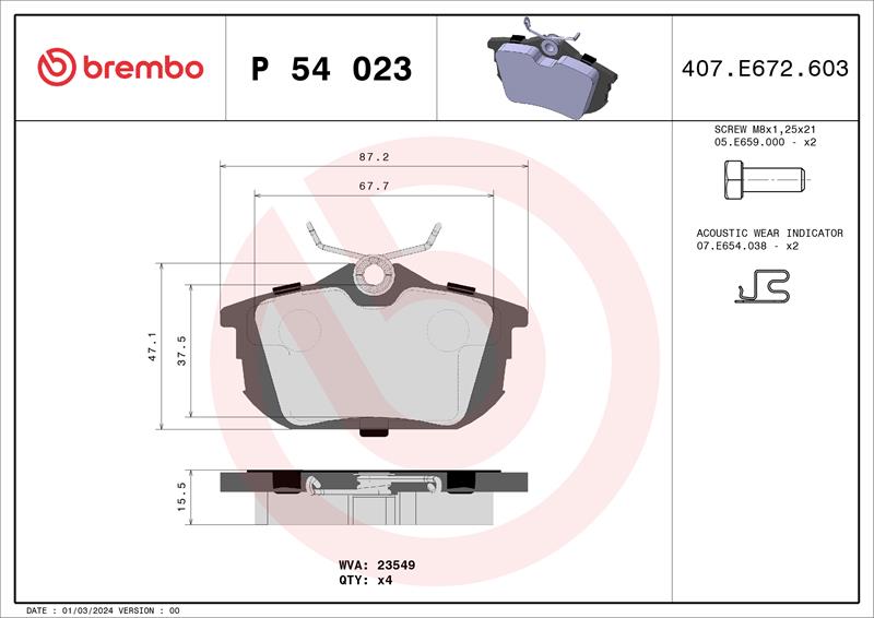 set placute frana,frana disc - BREMBO
