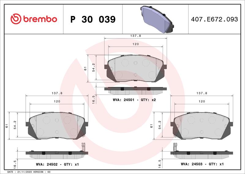 set placute frana,frana disc - BREMBO
