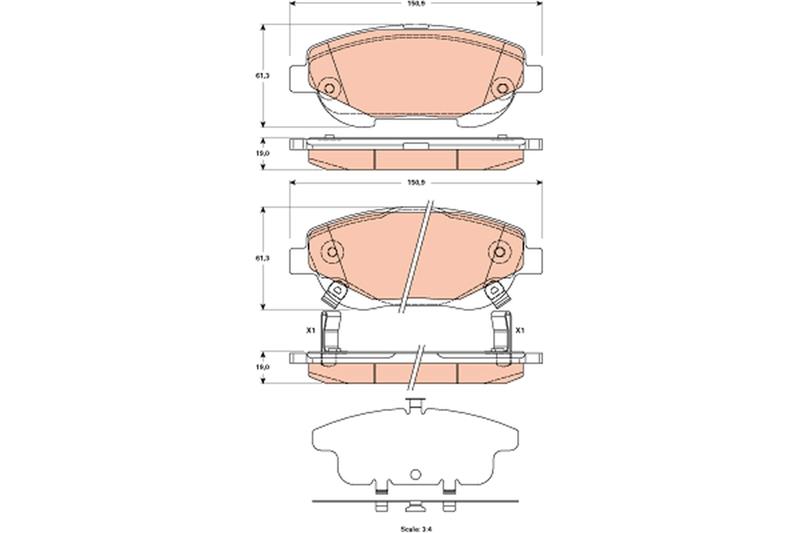 set placute frana,frana disc - TRW
