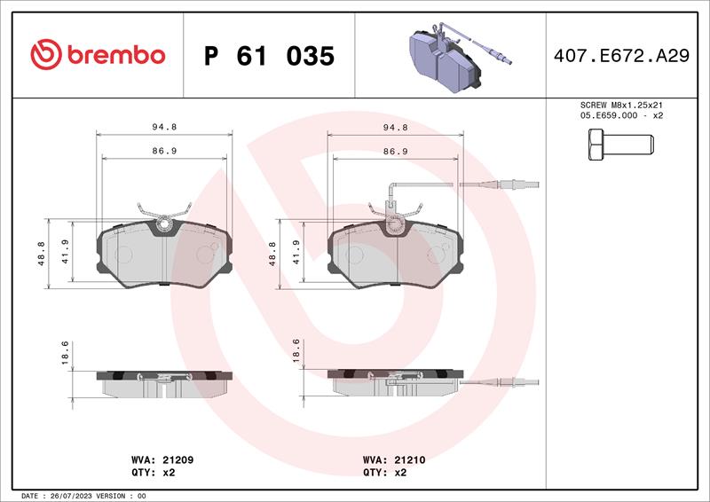 set placute frana,frana disc - BREMBO