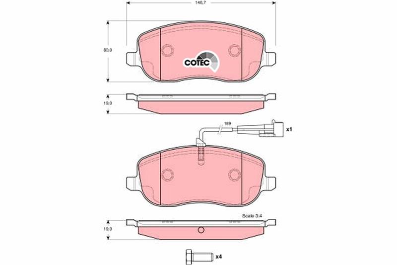 set placute frana,frana disc - TRW