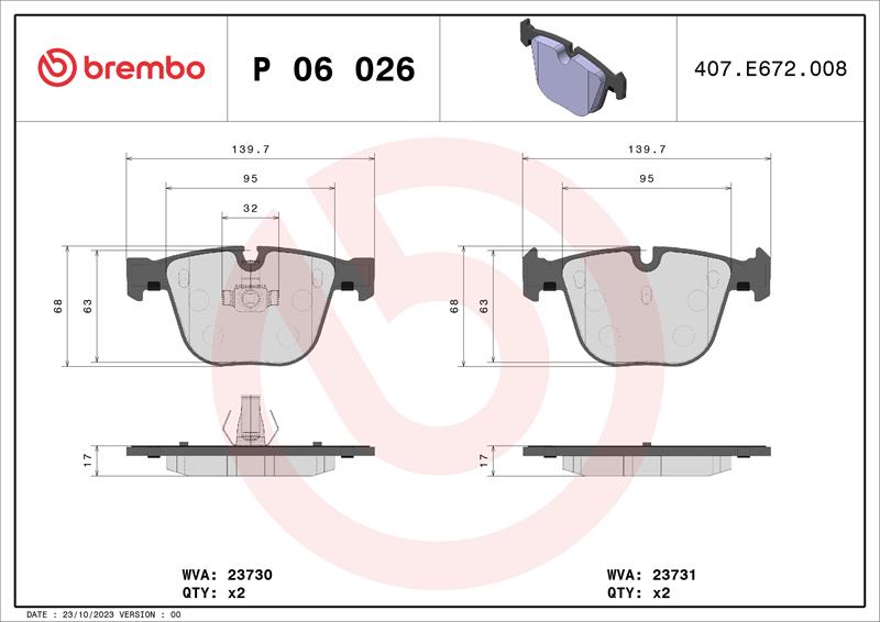 set placute frana,frana disc - BREMBO