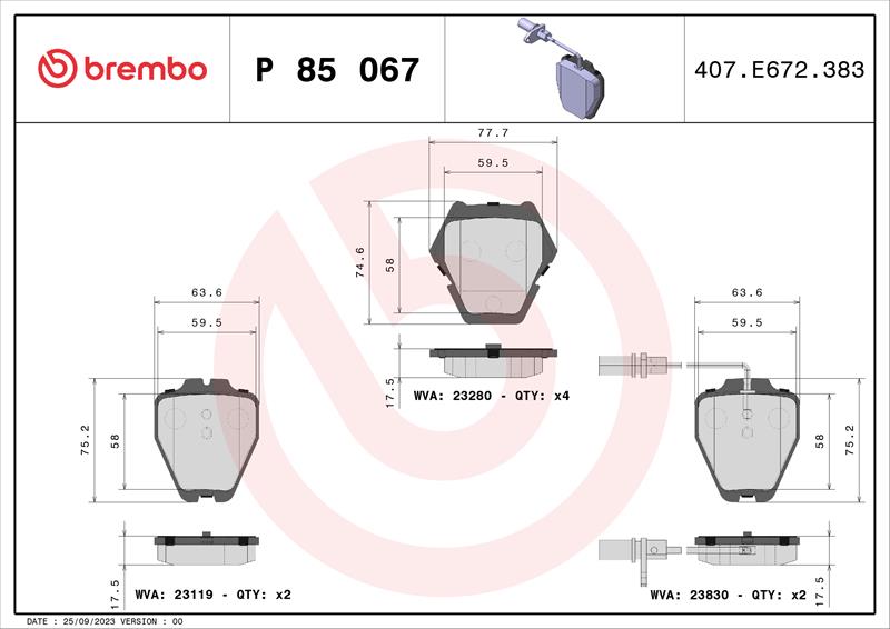 set placute frana,frana disc - BREMBO