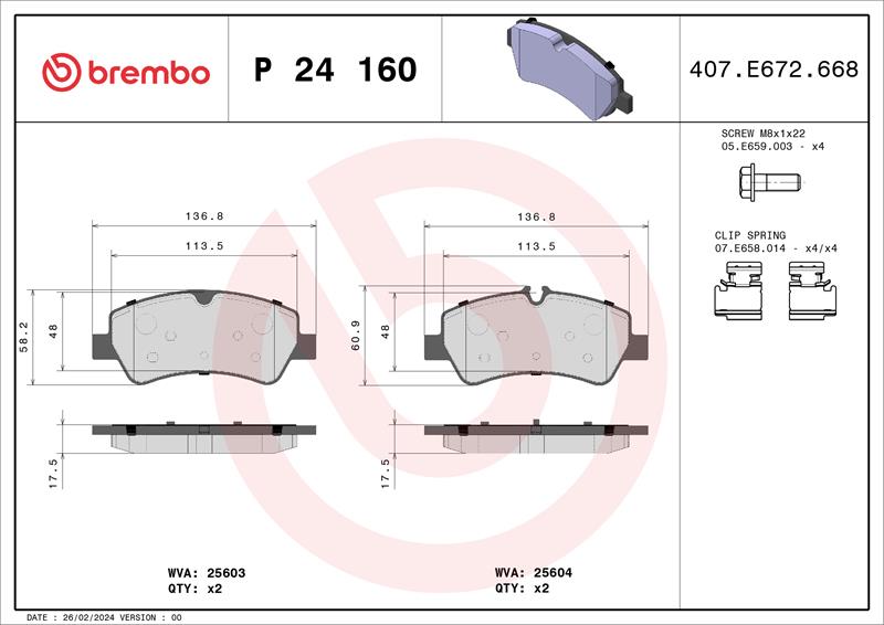 set placute frana,frana disc - BREMBO
