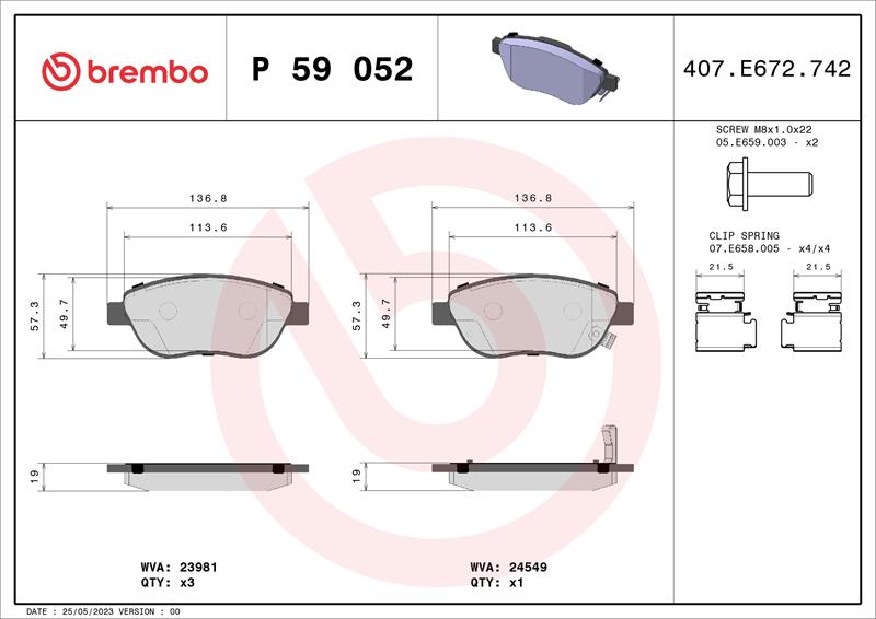 set placute frana,frana disc - BREMBO