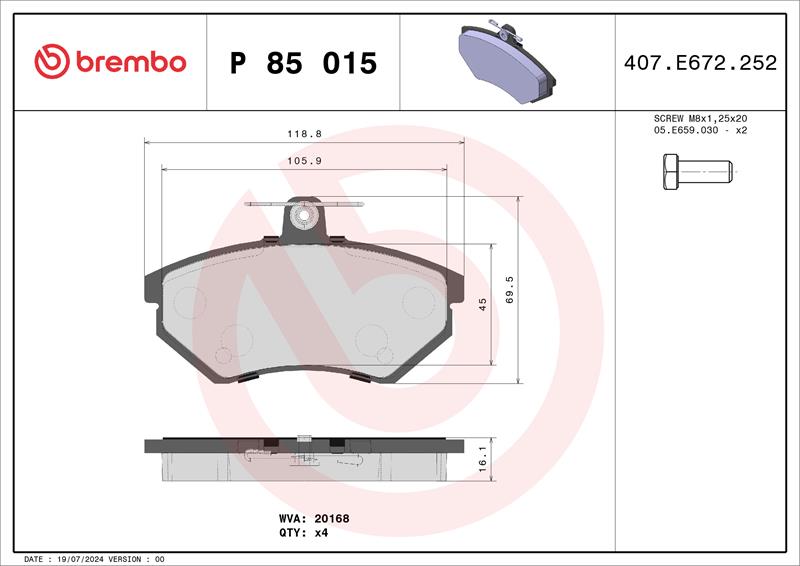 set placute frana,frana disc - BREMBO