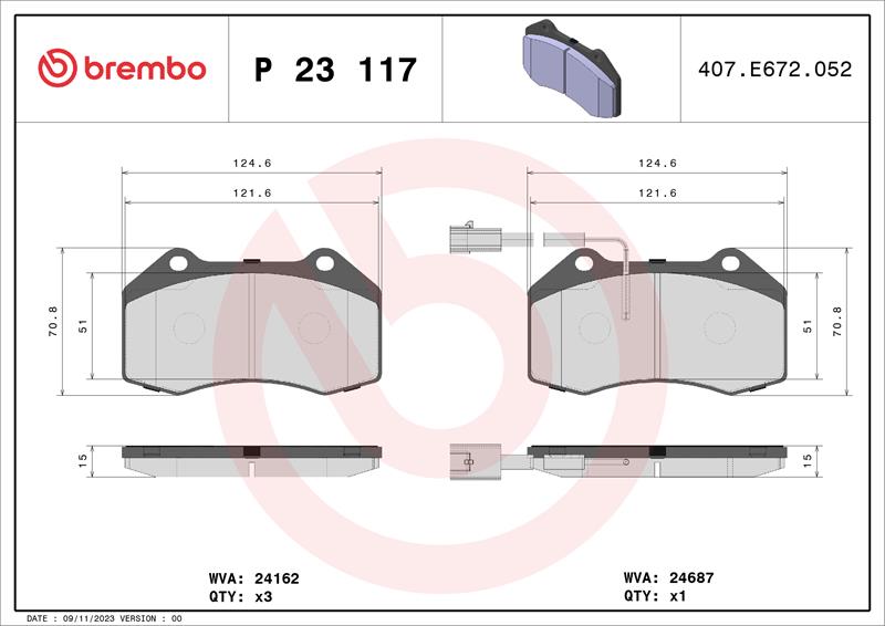 set placute frana,frana disc - BREMBO