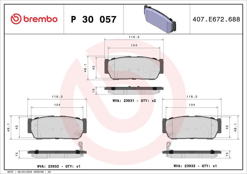 set placute frana,frana disc - BREMBO