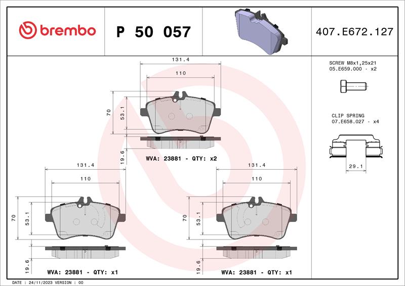 set placute frana,frana disc - BREMBO