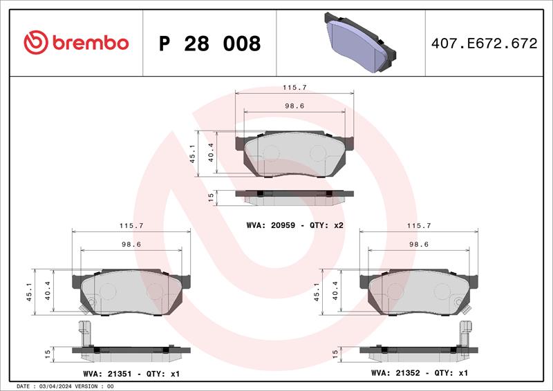 set placute frana,frana disc - BREMBO