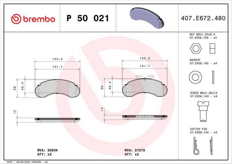 set placute frana,frana disc - BREMBO