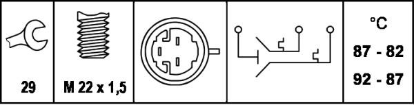 Comutator temperatura, ventilator radiator - HELLA
