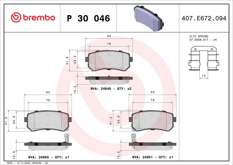 set placute frana,frana disc - BREMBO