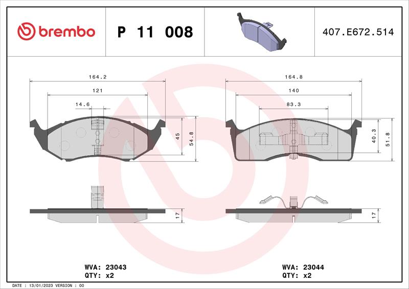 set placute frana,frana disc - BREMBO