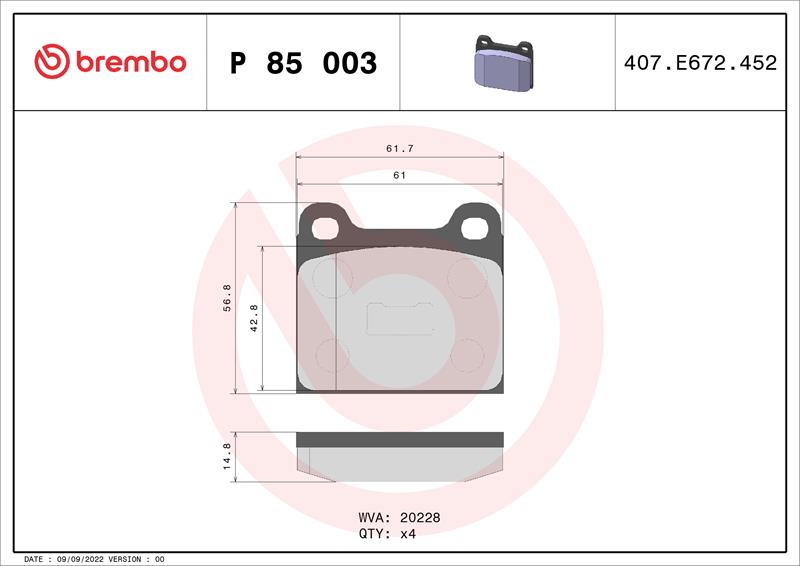 set placute frana,frana disc - BREMBO