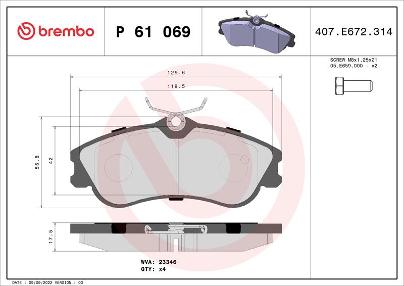 set placute frana,frana disc - BREMBO