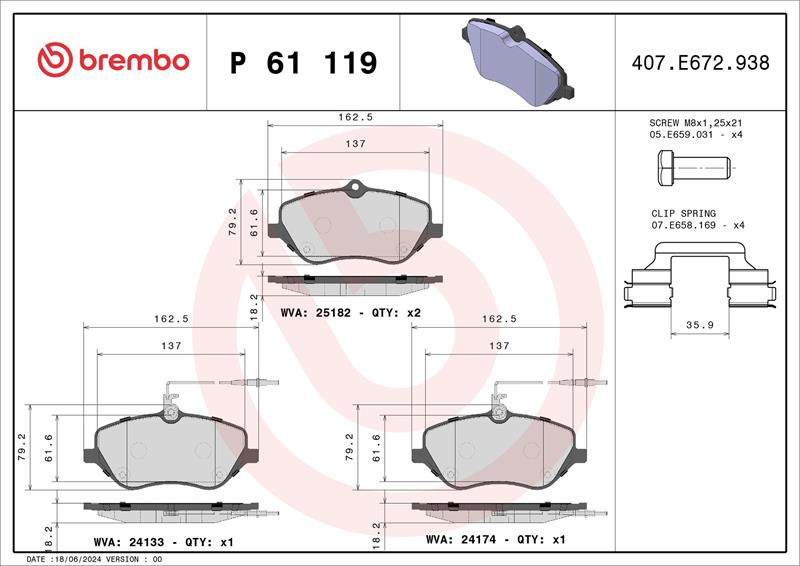 set placute frana,frana disc - BREMBO