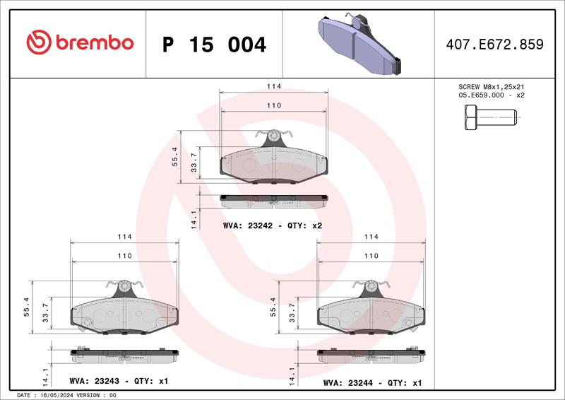 set placute frana,frana disc - BREMBO