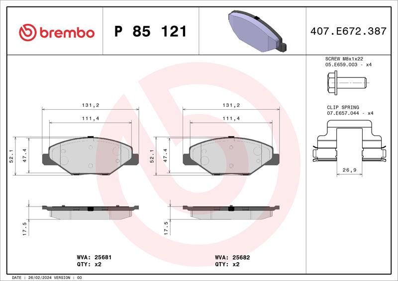 set placute frana,frana disc - BREMBO