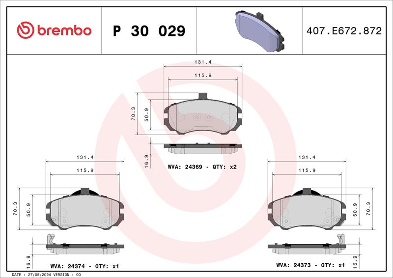 set placute frana,frana disc - BREMBO