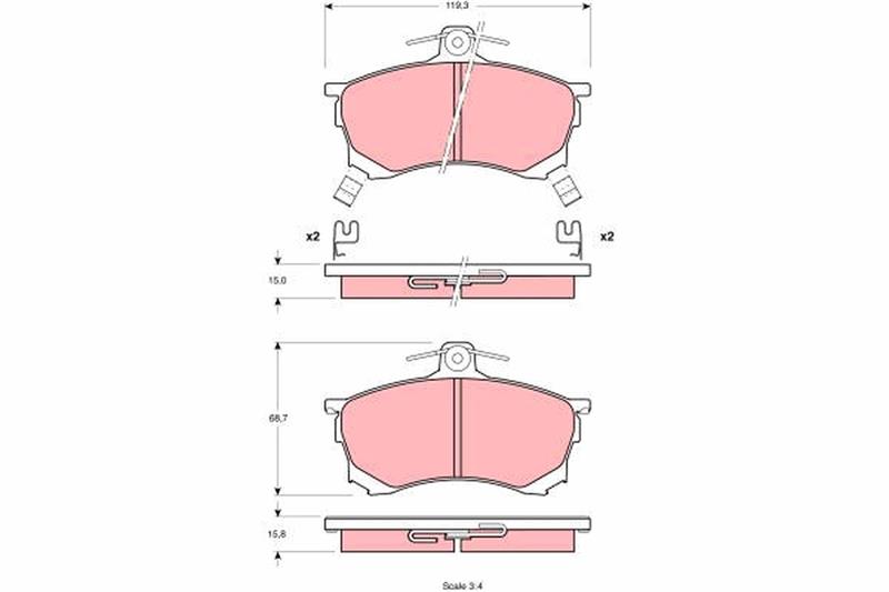 set placute frana,frana disc - TRW