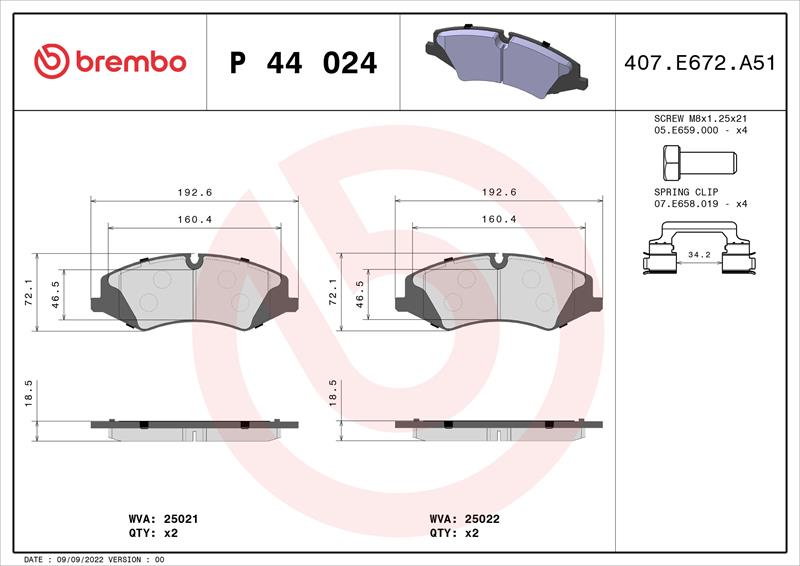 set placute frana,frana disc - BREMBO