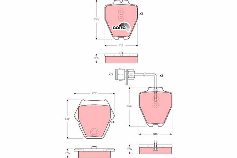 set placute frana,frana disc - TRW