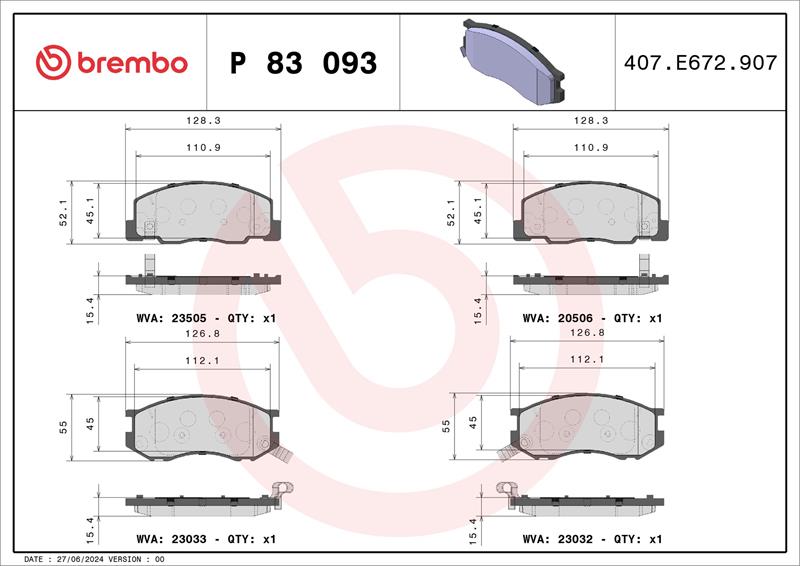 set placute frana,frana disc - BREMBO