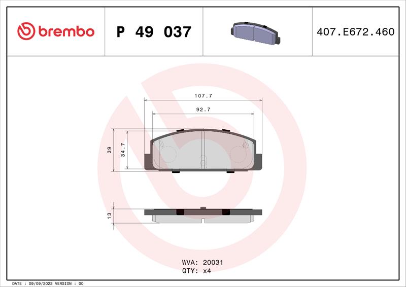 set placute frana,frana disc - BREMBO