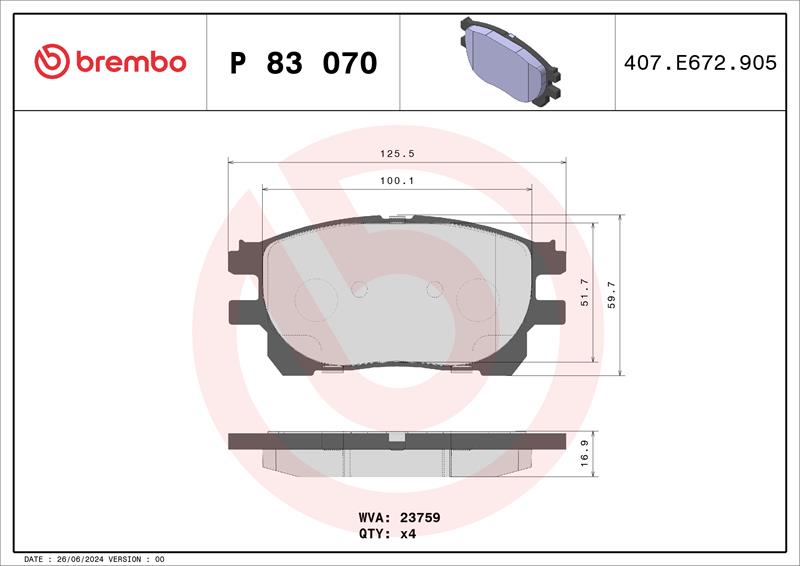 set placute frana,frana disc - BREMBO