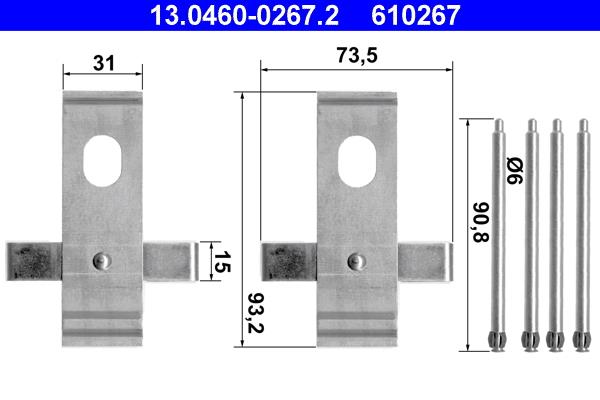 Set accesorii, placute frana - ATE