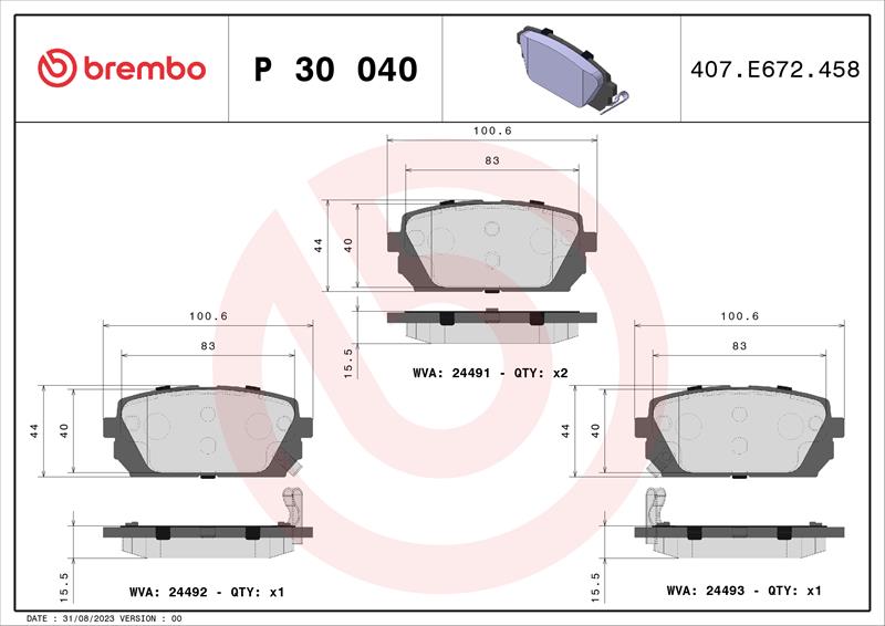 set placute frana,frana disc - BREMBO