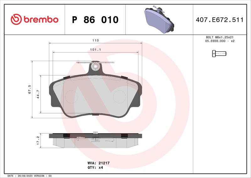 set placute frana,frana disc - BREMBO