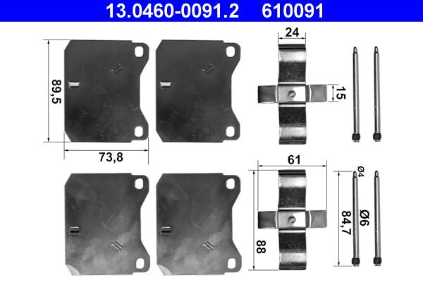 Set accesorii, placute frana - ATE