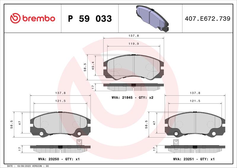 set placute frana,frana disc - BREMBO
