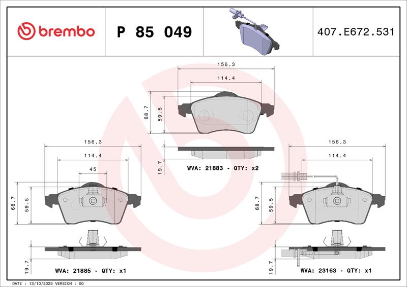 set placute frana,frana disc - BREMBO