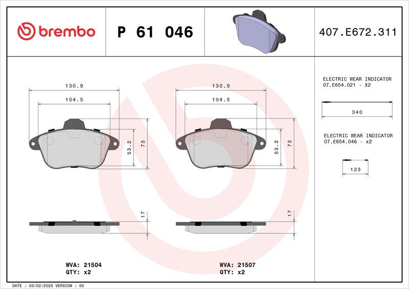 set placute frana,frana disc - BREMBO